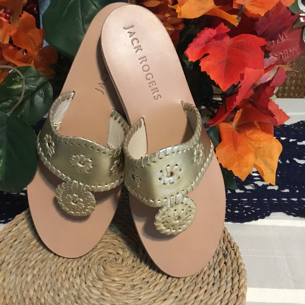 🌹HOST PICK-JACK ROGERS PLATINUM SLIP-ON LEATHER SANDAL/NWOT-MADE IN BRAZIL/SZ 7 - Picture 5 of 9